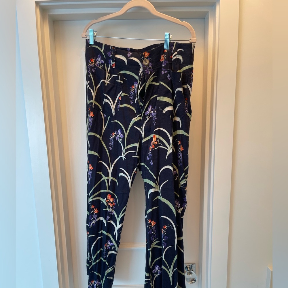 Anthropologie The Collete floral linen pants size 32